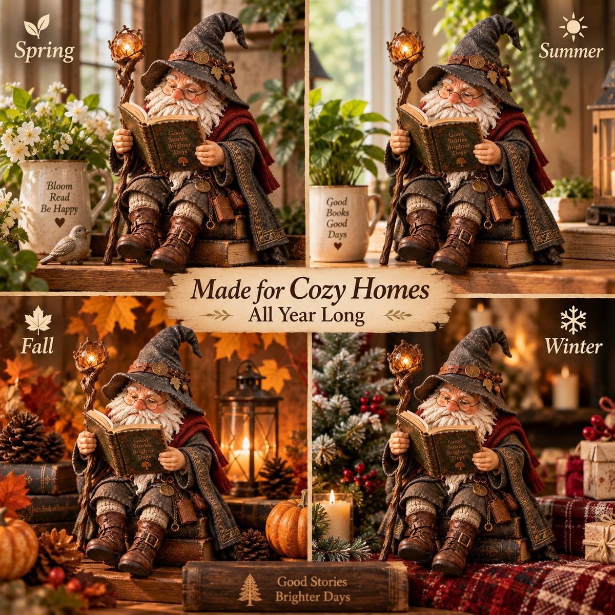 ๐งโโ๏ธ The Wandering Scholar Gnome โ Enchanted Reading Wizard Figurine