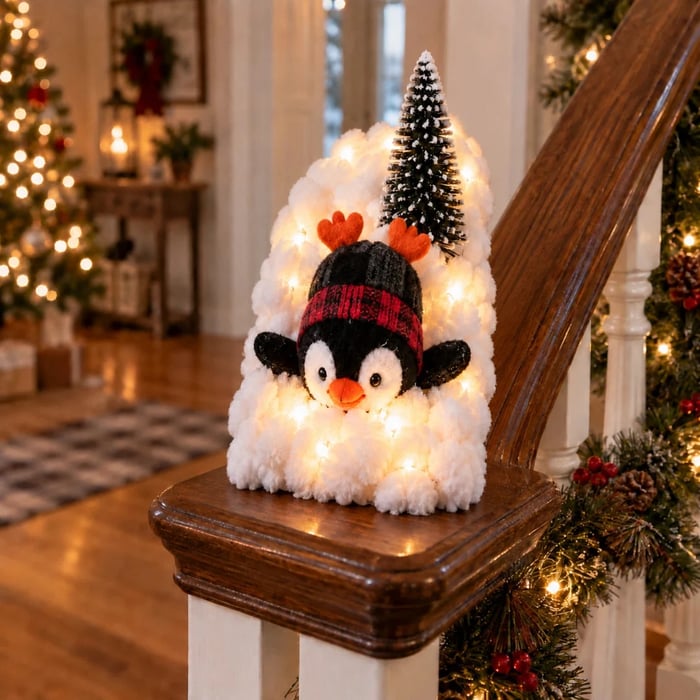 đ„Hot Sale 40% OFFđ„Playful Penguin Snowy Stair Railing Decor