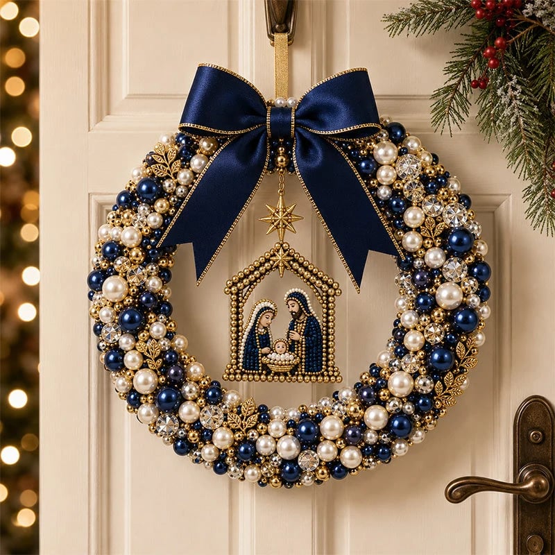 πβ¨ DIY Kit for a Christmas Wreath with Pearls β Handmade Christmas Door Decoration with Beads ππ