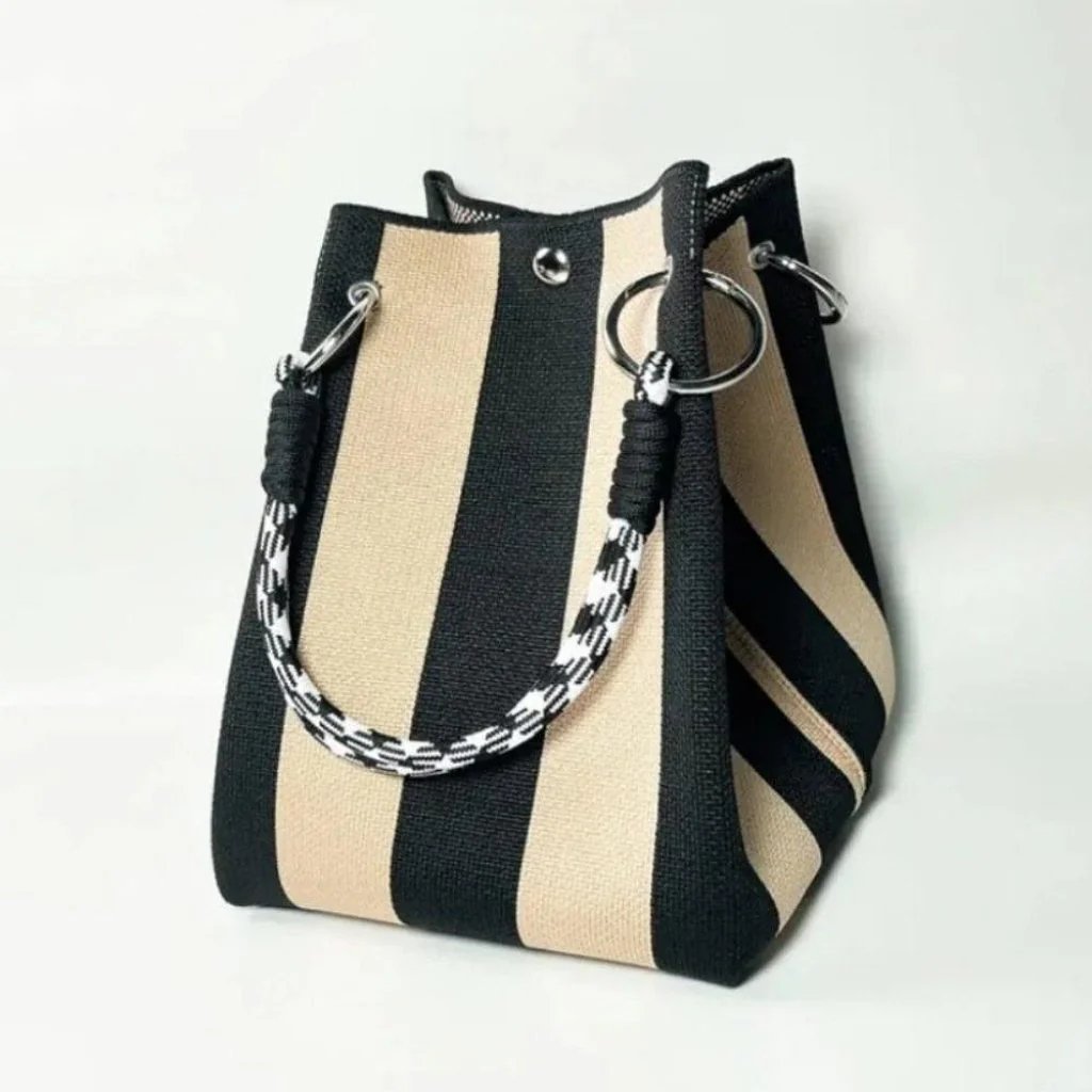 🏆👜 Limited-Time Sale: 49% OFF 🌴 Boho Striped Knit Bucket Handbag for Women – Handmade Summer Beach Shoulder Bag