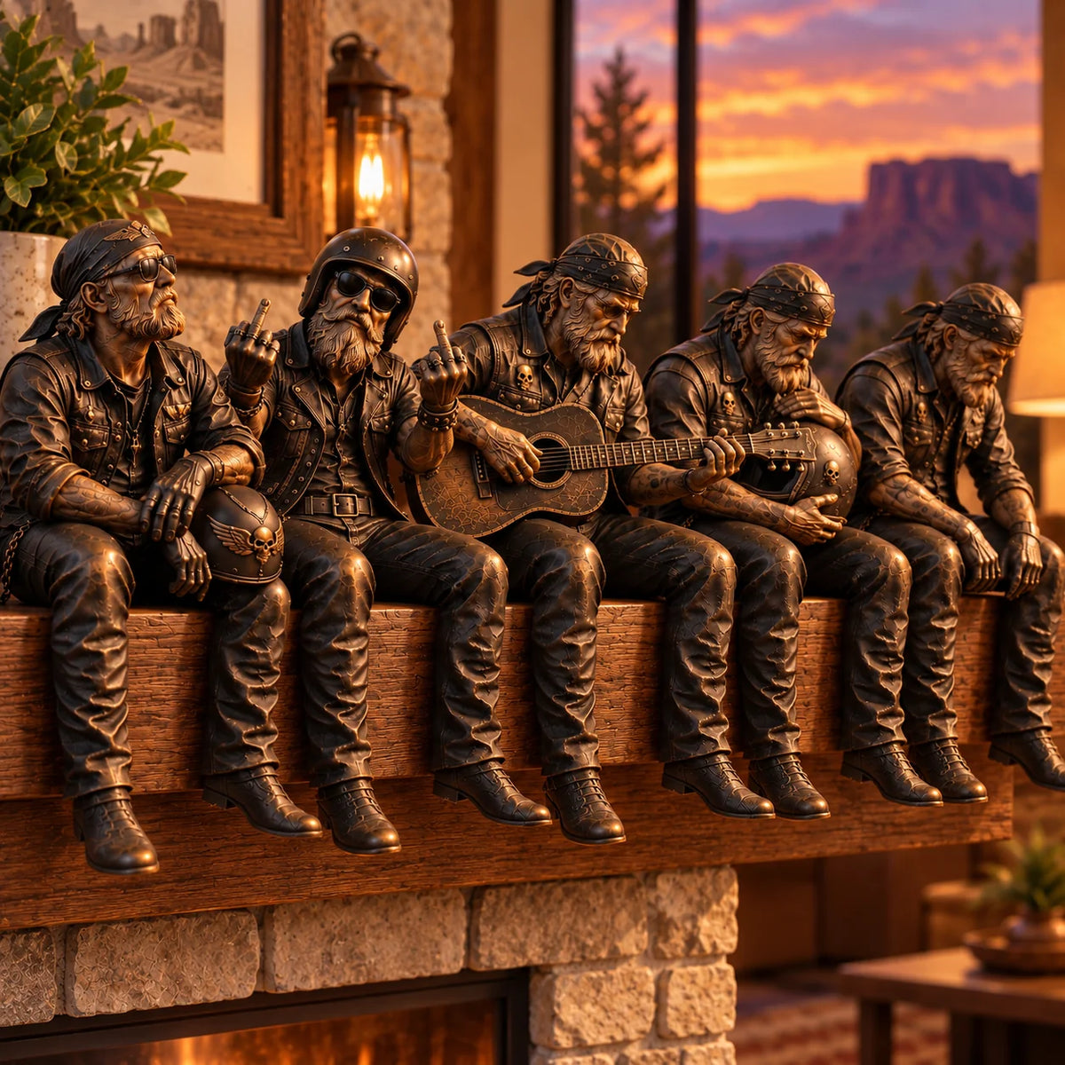 Old Biker Soul Shelf Sitter Collection – Rustic Motorcycle Rider Figurines For Men