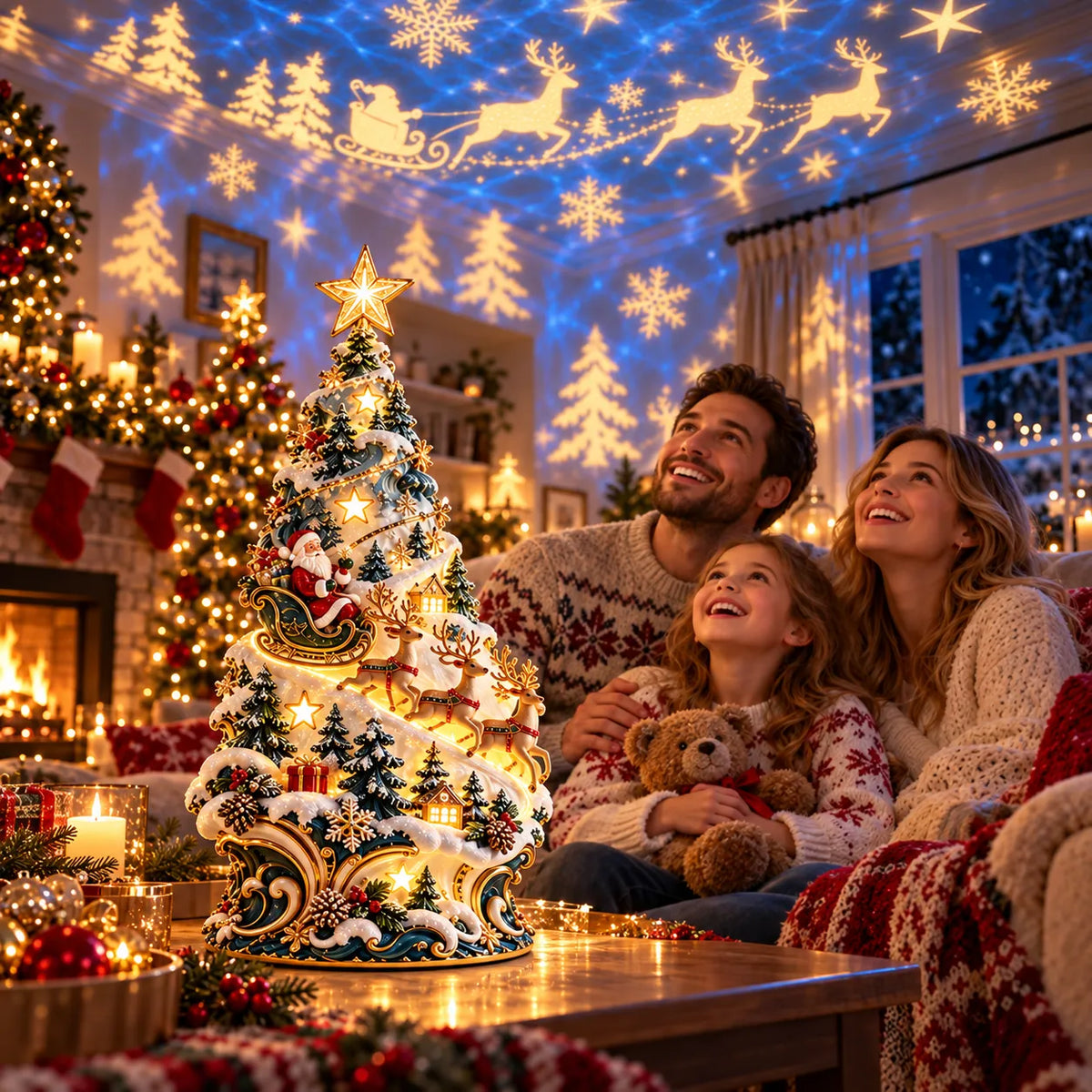 🔥 FINAL DAY - 49% OFF ENDS TONIGHT!Lighted Santa Sleigh Christmas Tree – Winter Village Tabletop Centerpiece