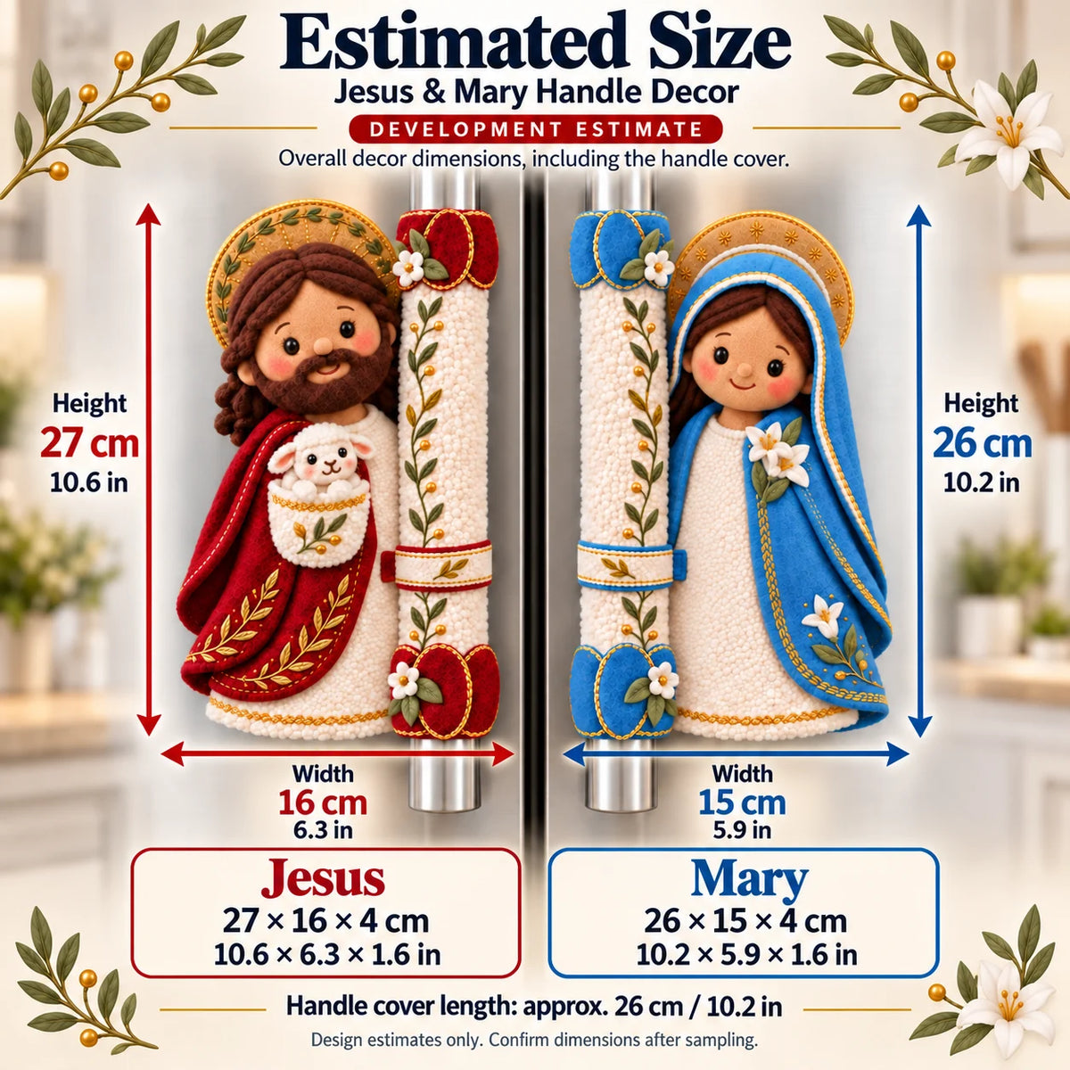 ⏳ Last Day 48% Off – ✝️ Jesus & Mary Plush Handle Huggers | Soft Faith-inspired Covers For Refrigerator Handles & Home Décor ❤️