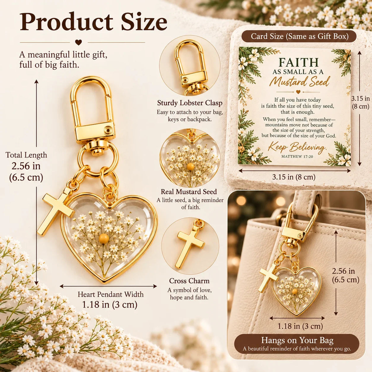 ⏳ Last Day 48% OFF –✝️ Mustard Seed Faith Keychain — Keep Believing