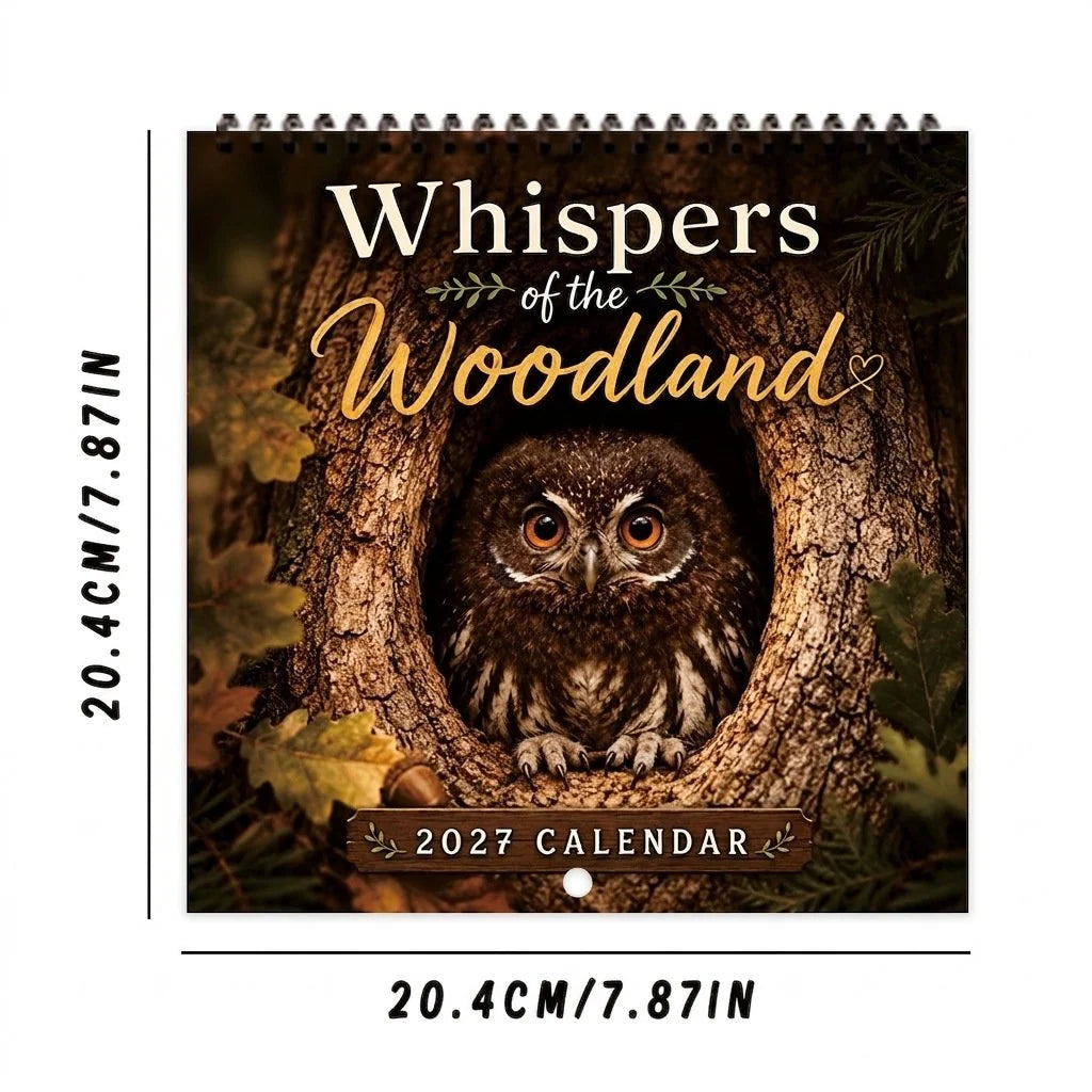 🦉 2027 Whispering Woods Owl Wall Calendar, Spiral Planner With Notes