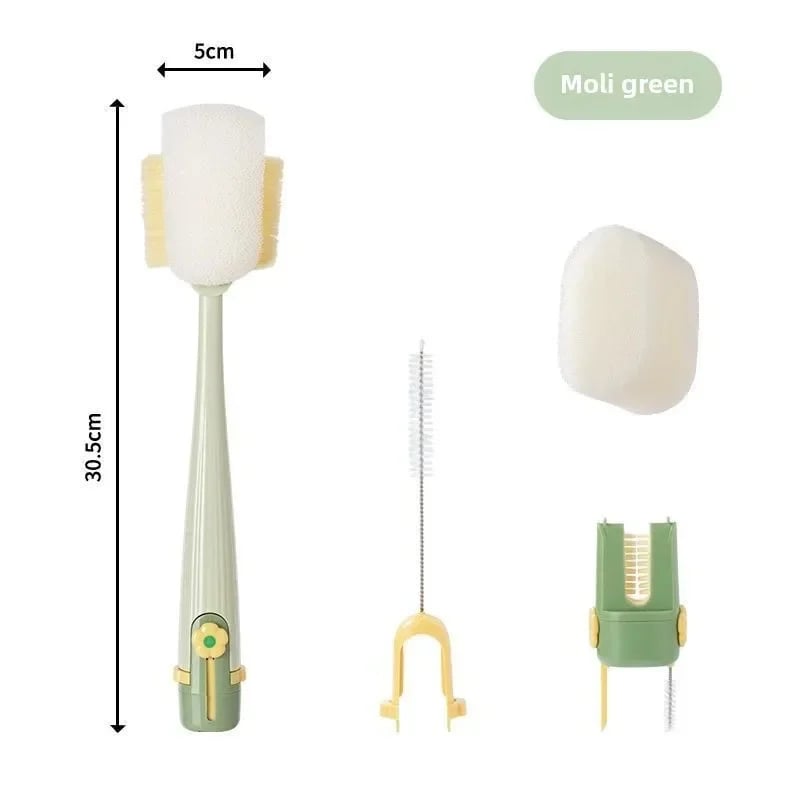 5-in-1 Bottle & Straw Cleaning Brush β Multifunctional Tool for Bottles, Cups, Straws (Cream White/Jasmine Green)-suhui