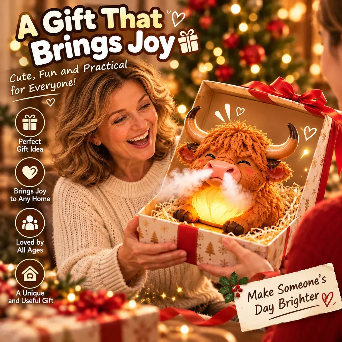 🎁✨ Highland Cow Huff™ – Tap-to-puff Humidifier & Colorful Night Light 🐮💡
