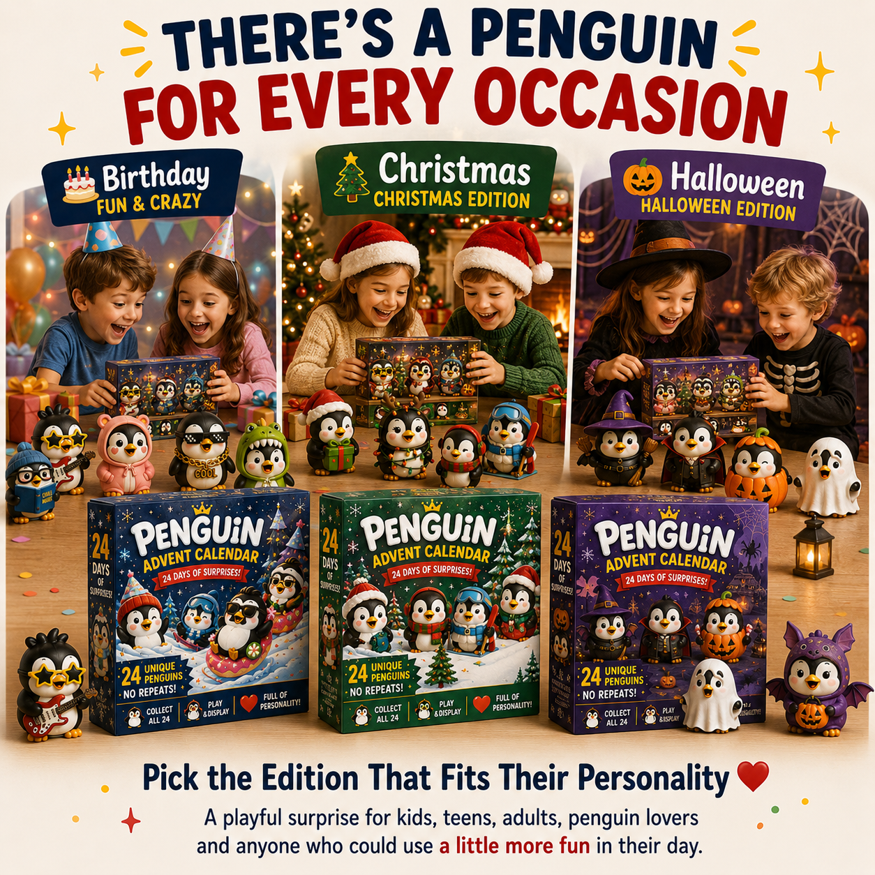 ๐ง 24 Days of Penguin Surprises Advent Calendar โ 24 Unique Penguins, 3 Fun Editions