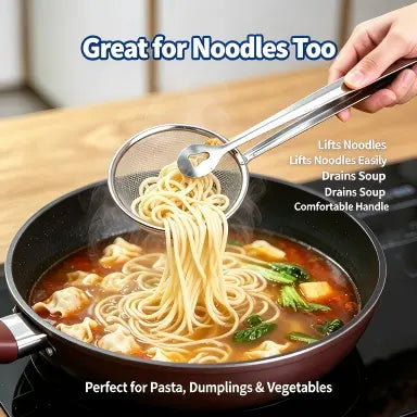 π³ LIMITED-TIME BOGO π 2-in-1 Stainless Steel Strainer Clamp β Fine Mesh Filter & Tong, Oil Drain