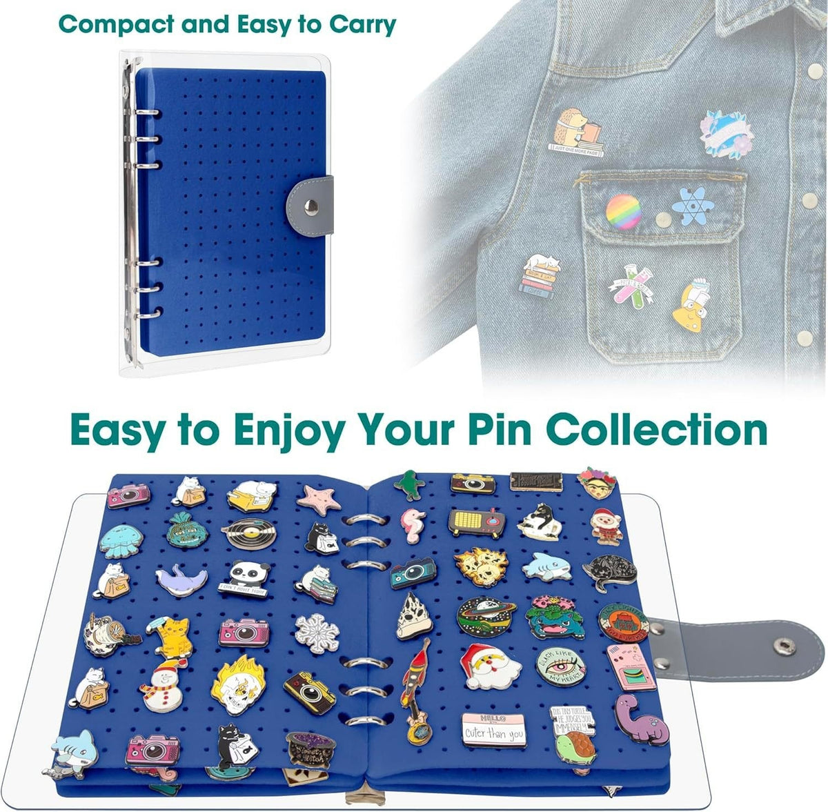 📌8 Pages Clear Felt Pin Display Book