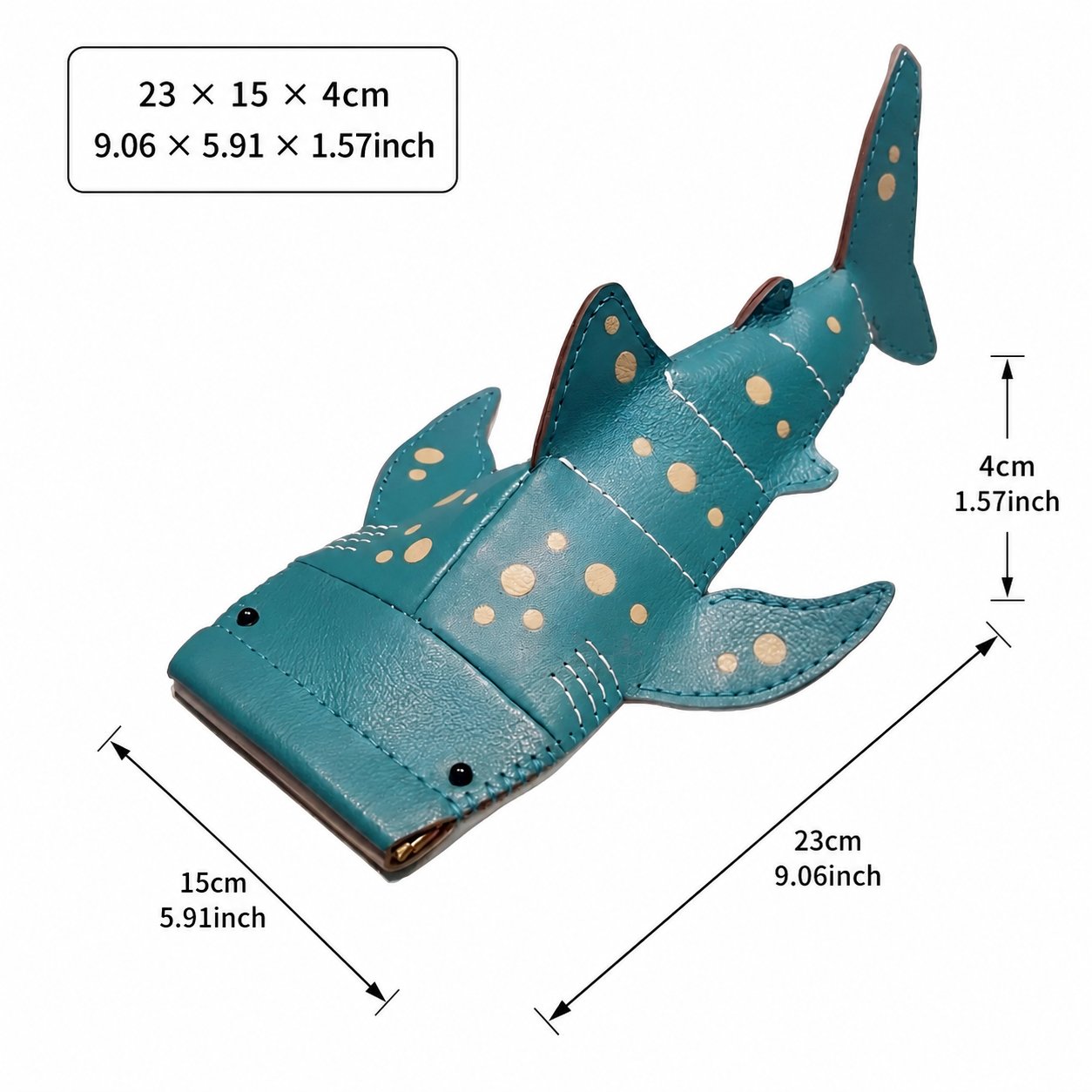 š¦Handmade Cute Whale Shark Leather Pouch | Fun Pinch-to-Open Pouch