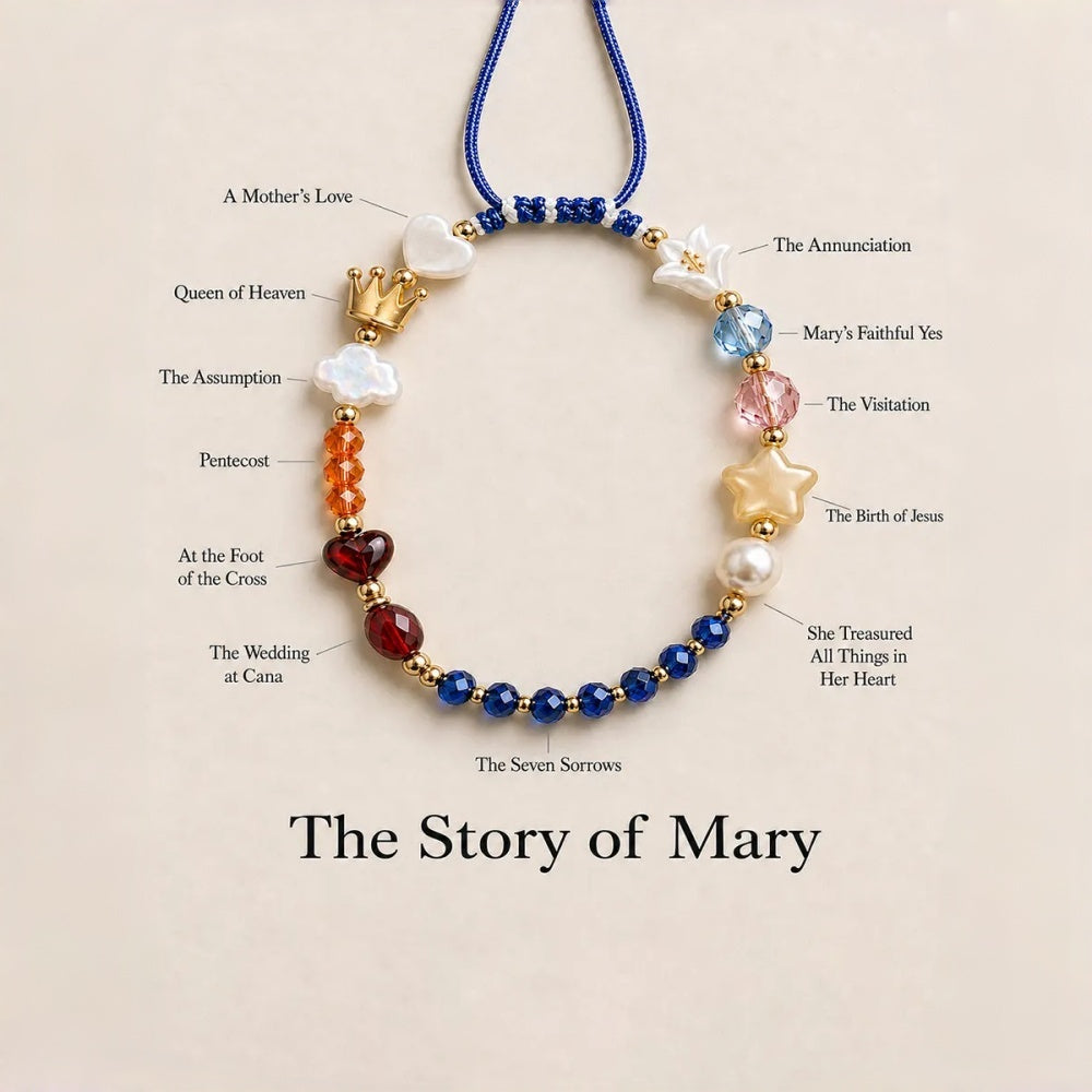 The Story of Mary Symbolic Christian Beaded Bracelet