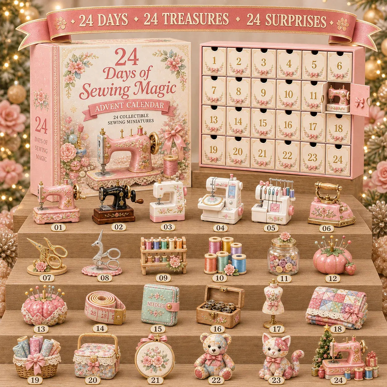 ⏳ Last Day 48% OFF – 🧵24 Days Of Sewing Magic Advent Calendar | 24 Sewing-Inspired Miniatures for Craft Lovers, Quilters & Handmade Enthusiasts 🎁