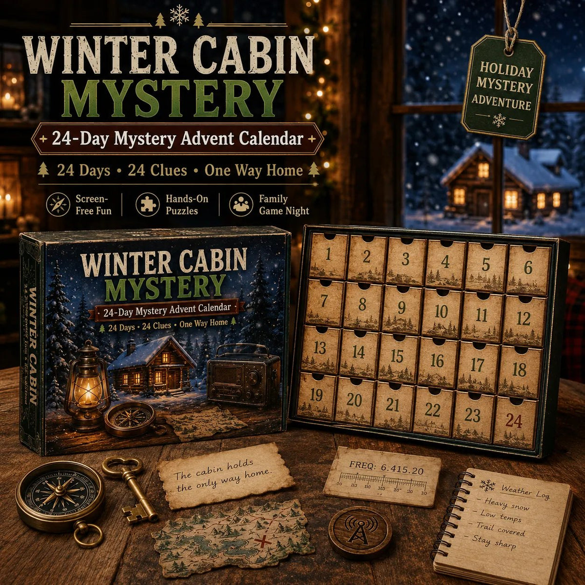๐24-Day Mystery Adventure Advent Calendar | Interactive Christmas Puzzle Game with 6 Story Themes, Hidden Clues & Hands-On Challenges ๐งฉ