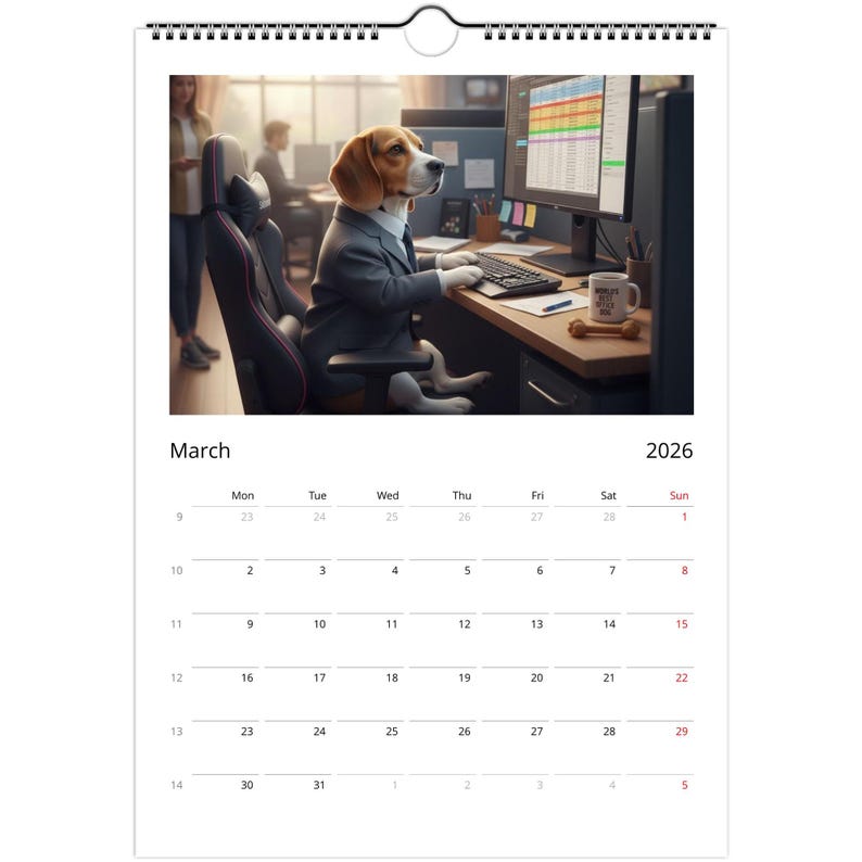 Beagle dog Calendar 2026 - Daily Activities