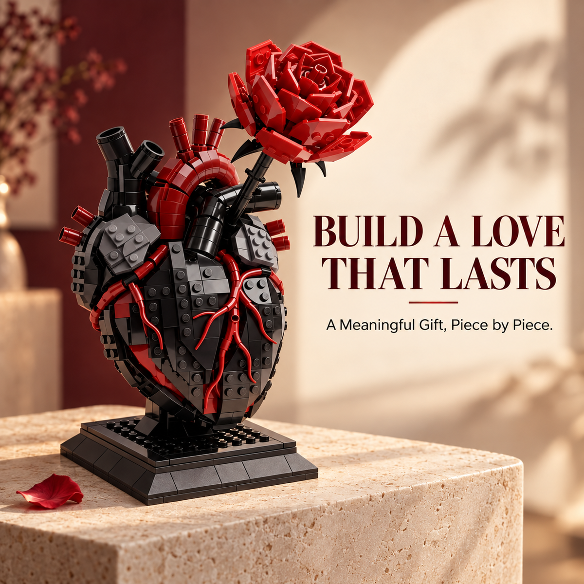 🌹My Heart Is Still Yours –🫀Gothic Flaming Heart Rose Gift Brick Set
