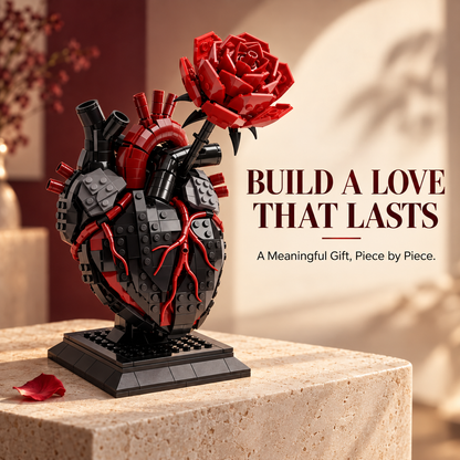 🌹My Heart Is Still Yours –🫀Gothic Flaming Heart Rose Gift Brick Set