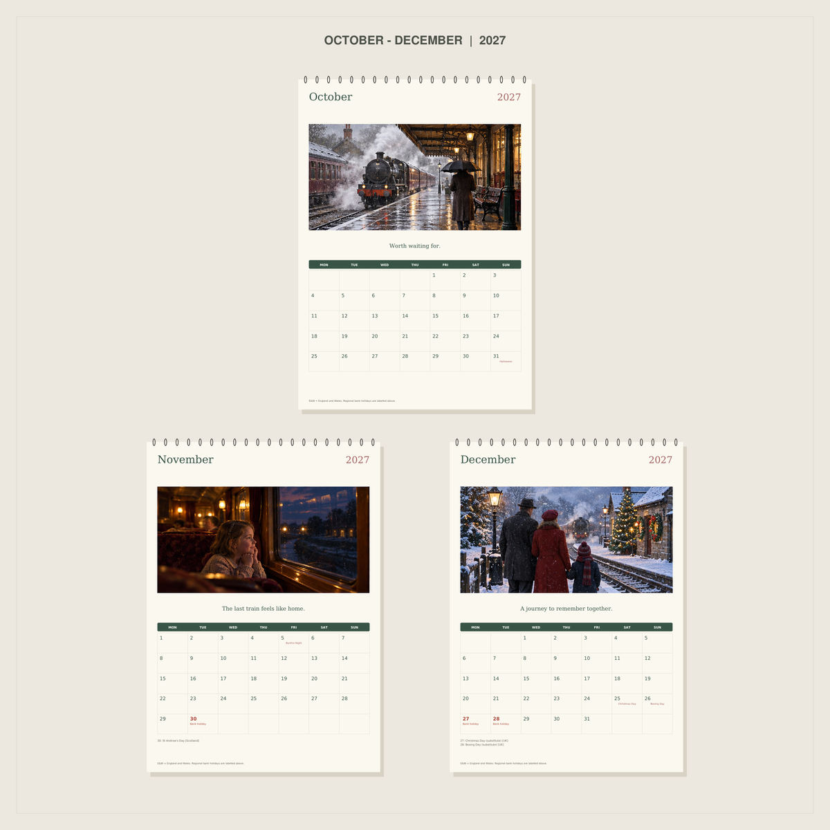 🔥The Railway We Remember - 2027 A4 Wall Calendar