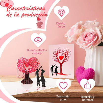 💕 Pop Up Anniversary Card, 3D Valentine's Day Anniversary Card with Love Tree & Hearts