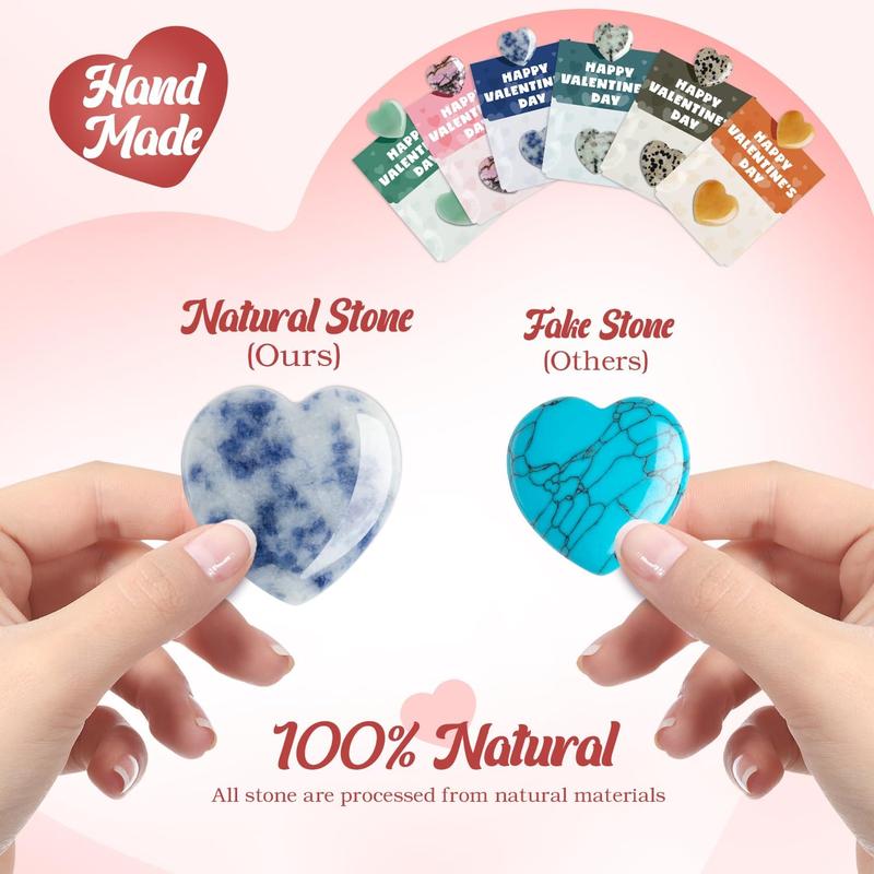 Valentine's Day Gem Gifts for Kids&Adults – 24 Pack Prefilled Cards with Heart-Shaped Gemstones
