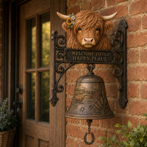🎅 2026 Christmas Gift 49% Off--🐂Highland Cow Farmhouse Welcome Bell🔔