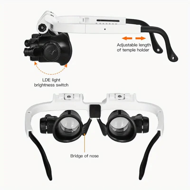 🎁👓8X 15x 23x Head Wearing Magnifying Glass with LED Light Headband