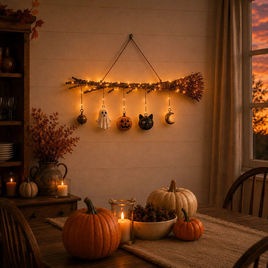🔥 Limited-Time 49% OFF 🍂 Lighted Fall Broom Wall Hanging – Cozy Halloween & Autumn Decor