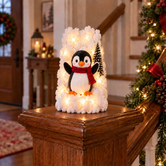 🔥Hot Sale 40% OFF🔥Playful Penguin Snowy Stair Railing Decor