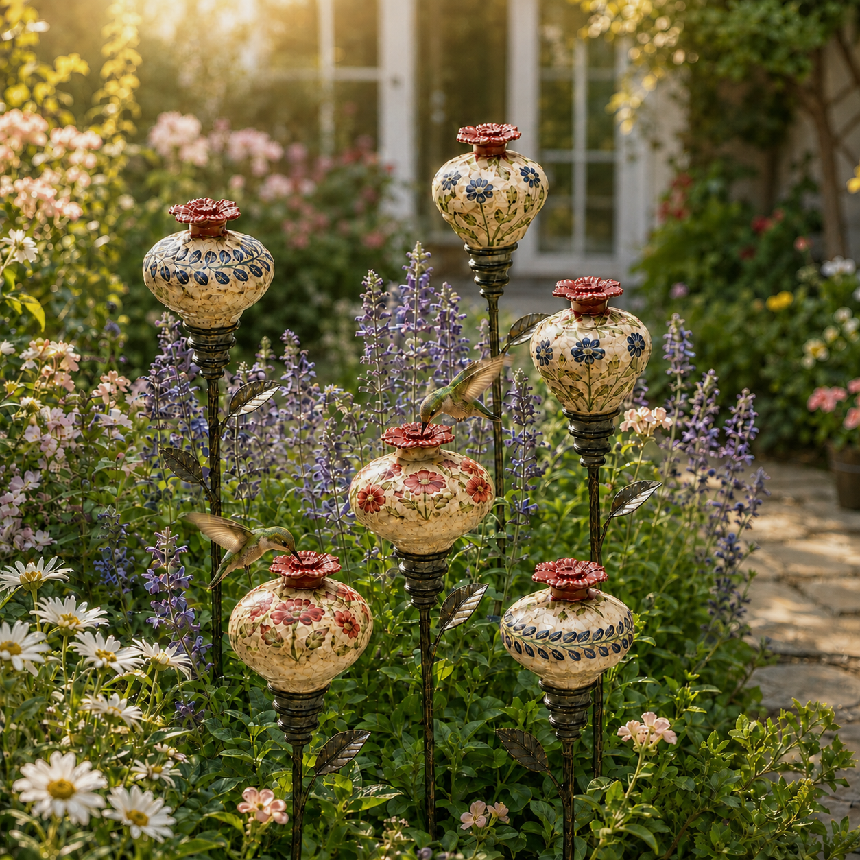 🌿 Vintage Ceramic Garden Stake – Handcrafted Floral Charm for Your Flower Beds 🌺