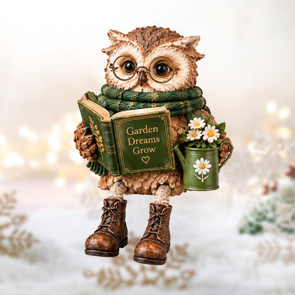 🦉📚 Owl Figurine — Bookish Charm with Glasses, Book & Cozy Details