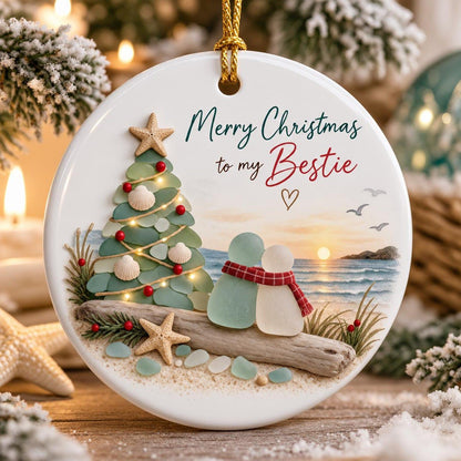 🎄Merry Christmas to My Bestie – Coastal Christmas Ornament, Seaside-Inspired Friendship Keepsake & Holiday Gift