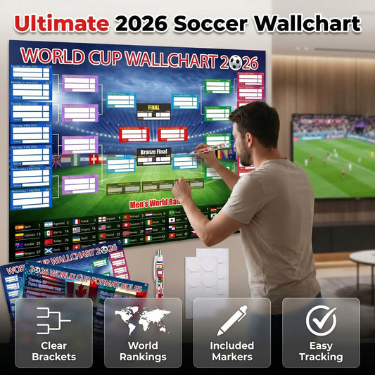 ⚽ 🏆 Ultimate 2026 Soccer Fan Wall Chart Kit – Group Stage & Knockout Posters (23.6” x 35.4”), Marker Pen & Mounting Strips Included