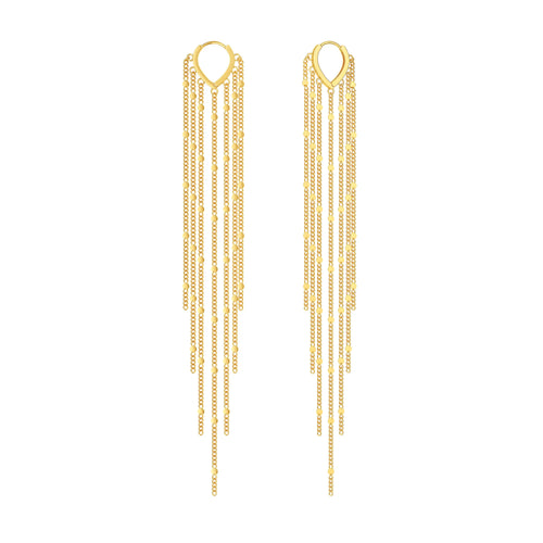 14K Gold Plated Long Tassel Threader Earrings for Women