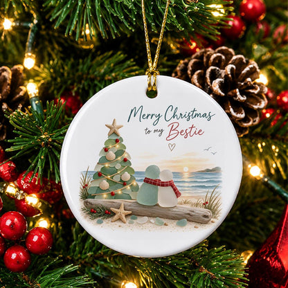 🎄Merry Christmas to My Bestie – Coastal Christmas Ornament, Seaside-Inspired Friendship Keepsake & Holiday Gift