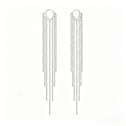 14K Gold Plated Long Tassel Threader Earrings for Women