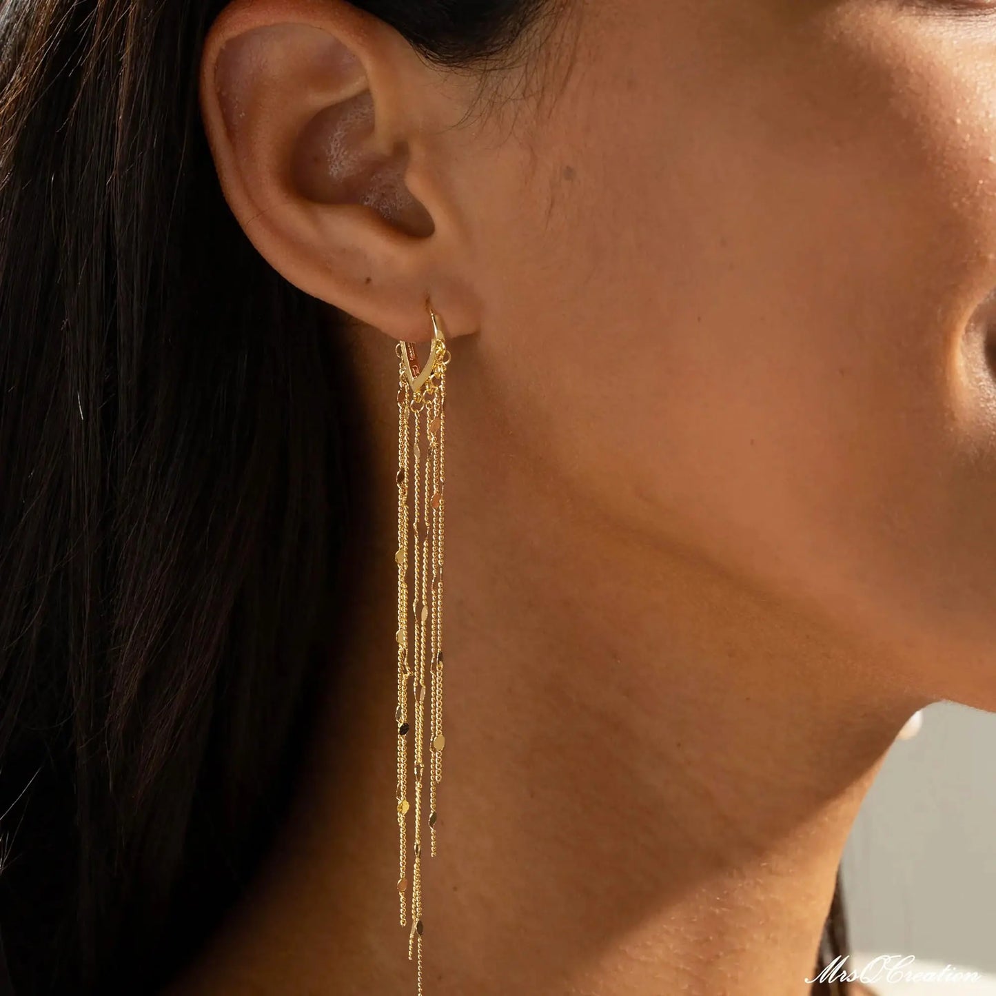 14K Gold Plated Long Tassel Threader Earrings for Women