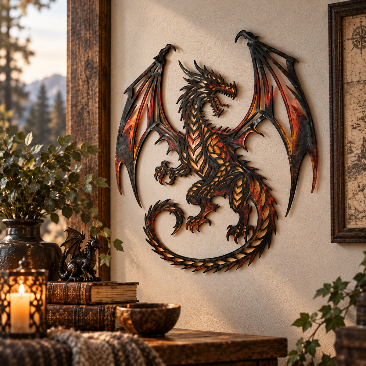 🐉‘Fiery Dragon’  Metal Wall Art