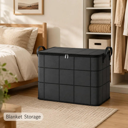 Spacious Moving Storage Bin – Large Capacity Zippered Fabric Organizer for Bedding & Clothes