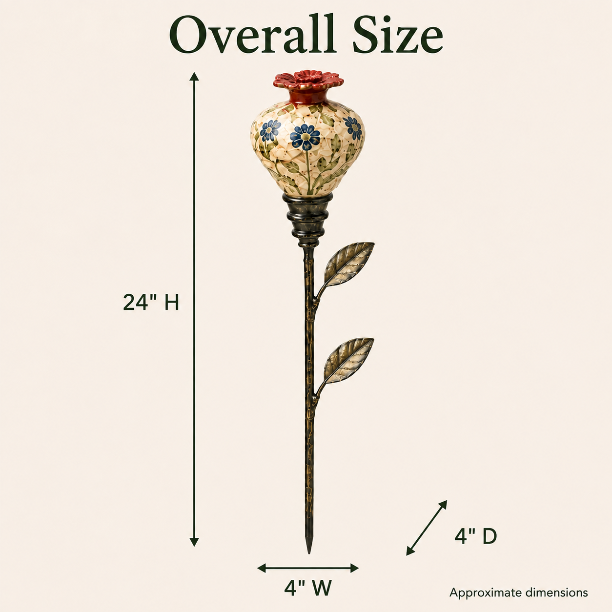 🌿 Vintage Ceramic Garden Stake – Handcrafted Floral Charm for Your Flower Beds 🌺