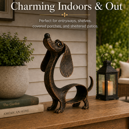 🐶 Antique Bronze Dachshund Sculpture | Vintage Home Garden Ornament
