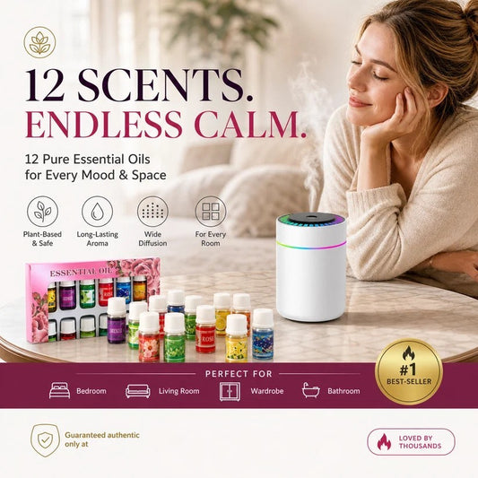 🔥Limited Time 49% Off！🎁🌺The fresh scent lifts your mood！🌷12-Pack Water Soluble Essential Oils Set
