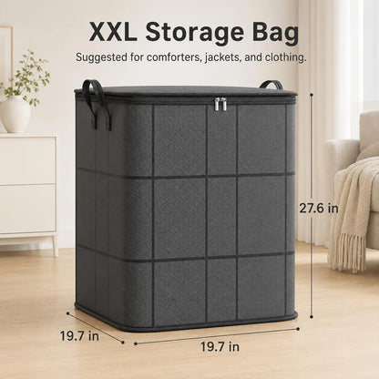 Spacious Moving Storage Bin – Large Capacity Zippered Fabric Organizer for Bedding & Clothes