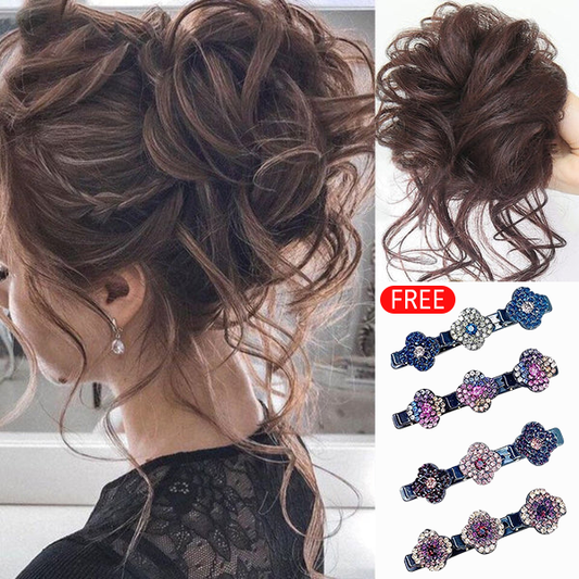 💗Messy Curly Hair Bun Scrunchie Extensions