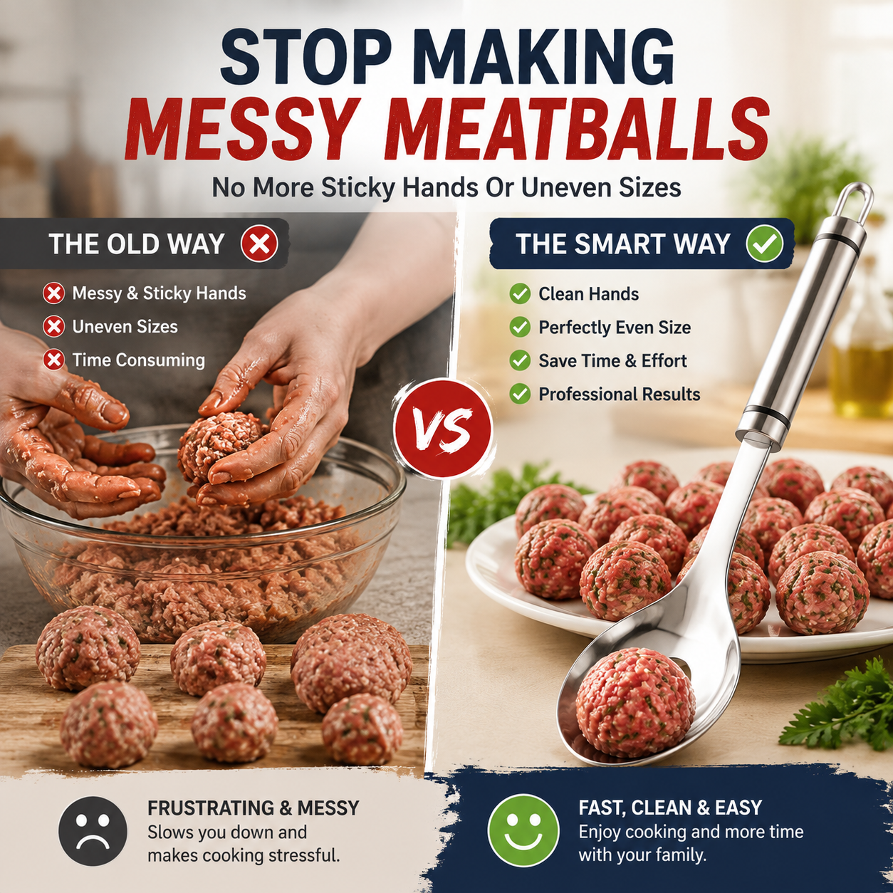 🔥🍝Stainless Steel Meatball Maker Spoon – Make Perfect Meatballs Without Messy Hands