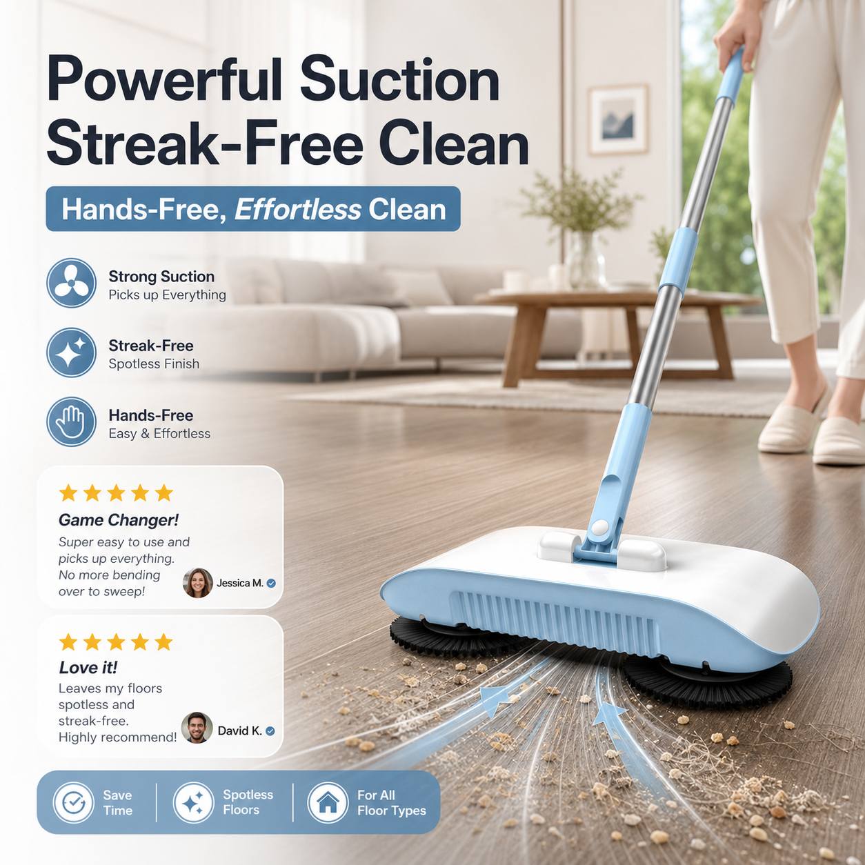 Smart Robot Vacuum Cleaner with Mop & Broom