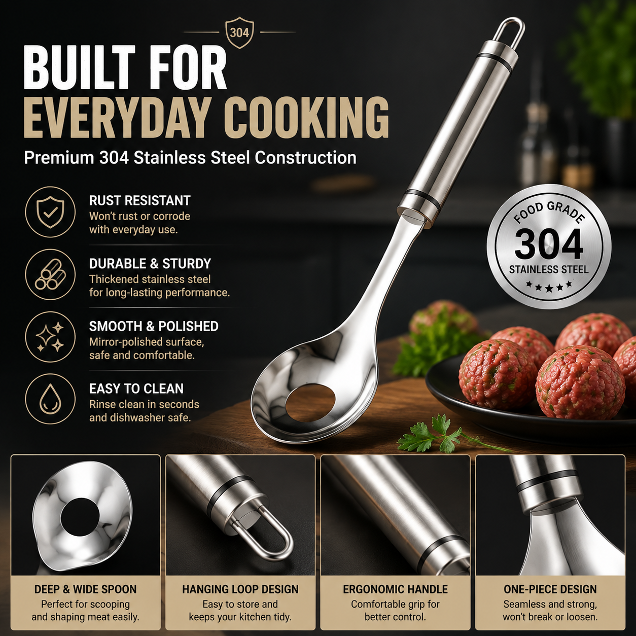 🔥🍝Stainless Steel Meatball Maker Spoon – Make Perfect Meatballs Without Messy Hands