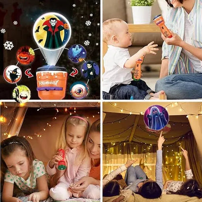🔥HOT SALE 49% OFF -🎃👻Kids Halloween Christmas Projection Flashlight Toy – Create Magical Bedtime Stories With 24 Festive Light Slides