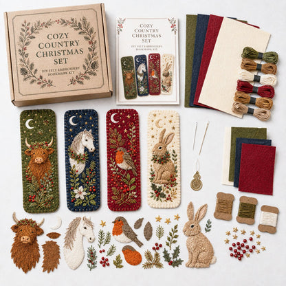 ⏳ Last Day 49% OFF – 🎄 DIY Felt Embroidery Bookmark Kit