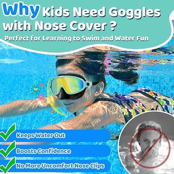 🏊‍♀️Buy 1 Get 1 Free🏊‍♀️-HD children's large frame waterproof and anti-fog swimming goggles