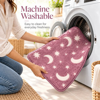 🌙 Glow-in-the-Dark Moon & Star Bathroom Mat